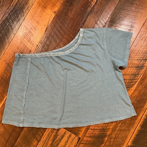 We The Free by Free People Aubrey One Shoulder Tee Blue Size XL - Picture 3 of 6